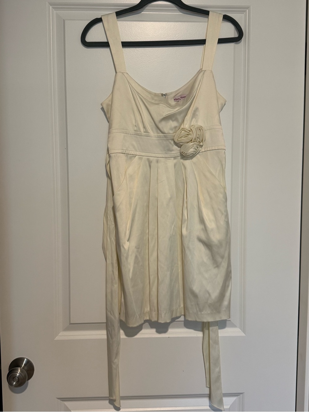 Wishes Wishes Wishes Cream Pleated Mini Dress with Rosette
